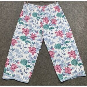 Garnet Hill Green Cotton Pajama Pants XL Asian Floral